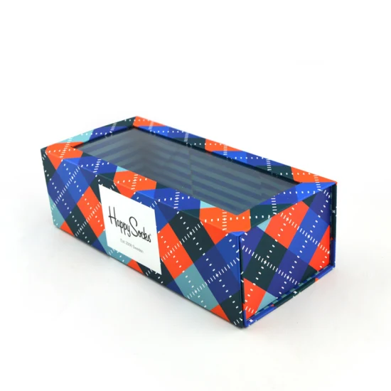 Caja de regalo UV con espray de impresión en Color de doble cara de lujo, caja de calcetín de embalaje, caja de regalo magnética plegable