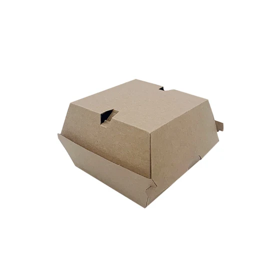 Personalizado a todo color marrón blanco cuadrado grande mini corrugado desechable para llevar papel plegable embalaje de alimentos caja de hamburguesas